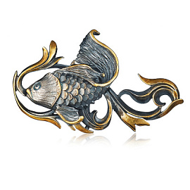 Брошь BO080258NIN-B серебро Рыбы