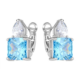 Серьги один камень B22193-E-bl серебро