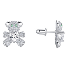 Серьги пусеты MCE51 серебро Мишка