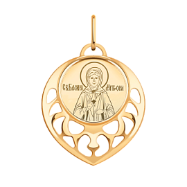 Подвеска религиозная христианская ладанка 3201 золото Святая Матрона Московская