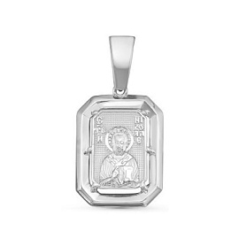 Подвеска религиозная христианская ладанка с035456 серебро Святой Николай Чудотворец