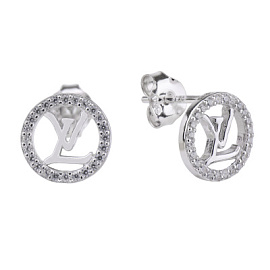 Серьги пусеты LLE614 серебро Луи Виттон