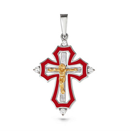 Крест христианский 3-129-7918 серебро бриллиант