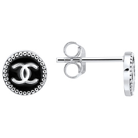 Серьги пусеты LLE609 серебро Шанель