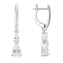 Серьги подвесные LLE58PRK серебро