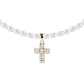 Бусы чокер K-180W-1K-40л ювелирный сплав Крест