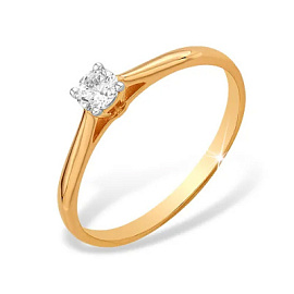 Кольцо один камень К1326038 золото