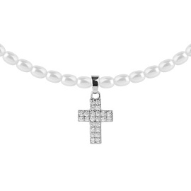 Бусы чокер K-180W-1K-45 ювелирный сплав Крест