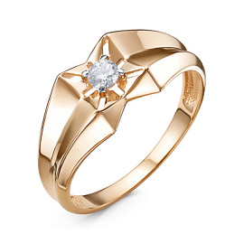 Кольцо один камень 1107313 золото