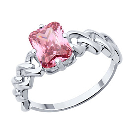 Кольцо один камень 94014226 серебро