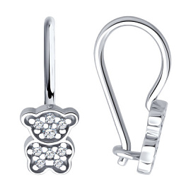 Серьги 94026917 серебро Мишка