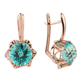 Серьги один камень 3351 акв золото