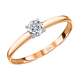 Кольцо один камень КольцоКЛ-65.16.5.бцФ.з585 золото