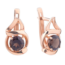 Серьги один камень С-0233 раух золото