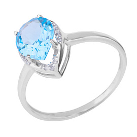 Кольцо один камень К-0183 топ серебро