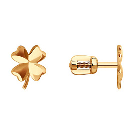 Серьги пусеты 0200056 золото Клевер