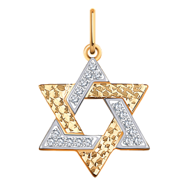 Подвеска религиозная иудейская 3334а золото Звезда Давида