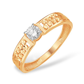 Кольцо один камень К11221808 золото
