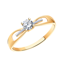 Кольцо один камень 11220 золото
