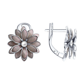 Серьги 94027259 серебро Цветы