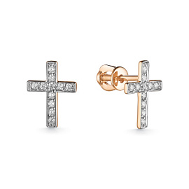 Серьги пусеты с4495 золото Крест