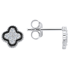 Серьги пусеты LLE602 серебро Ван Клиф