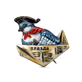 Брошь 5-187-0050 серебро Птица