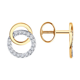 Серьги пусеты 0200567 золото Круг