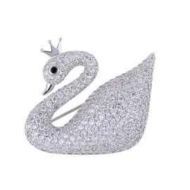 Брошь 371110056 ювелирный сплав Лебедь