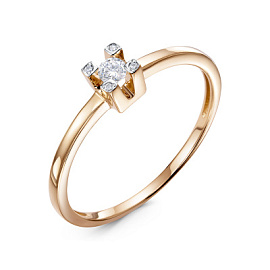 Кольцо один камень 1108019 золото