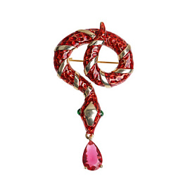 Брошь 3V-6920-Y ювелирный сплав змея