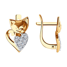 Серьги 029265 золото Кот