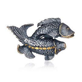 Брошь BO080257NIN-M серебро Рыбы