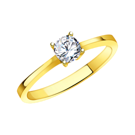 Кольцо один камень л1907 золото