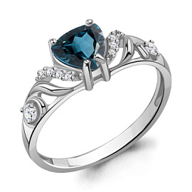 Кольцо один камень 6449408А.5 серебро