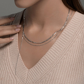 Колье галстук 94071011-91 серебро_2