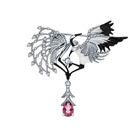 Брошь Бш-2298рэчбс413100 серебро Журавль