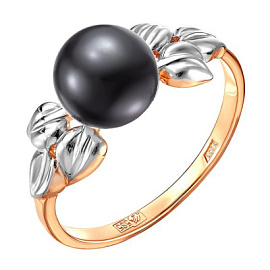 Кольцо один камень 190-1-901Рч золото Лист