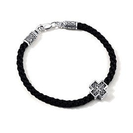 Браслет текстильный 05-4658.0000-09 серебро Спаси и сохрани