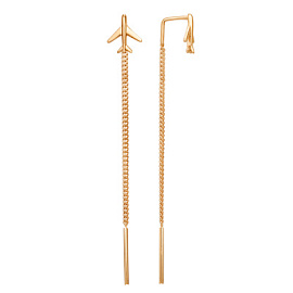 Серьги продевки 015522-1000 золото самолёт