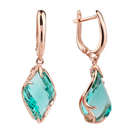 Серьги подвесные 0343-2 акв золото