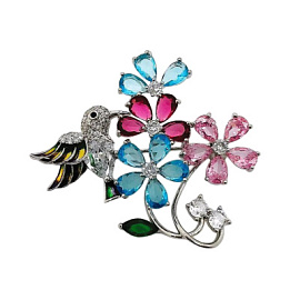 Брошь 61537700 ювелирный сплав Букет