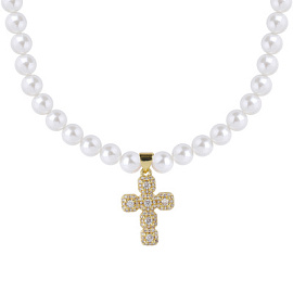 Бусы чокер К-150W-1К-40л ювелирный сплав Крест