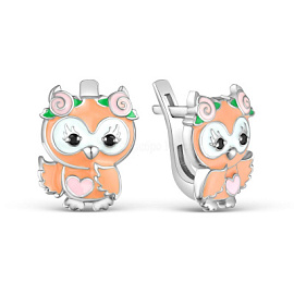 Серьги сс-00р216 серебро Сова