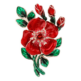 Брошь 41-003 эм.кр серебро Цветок