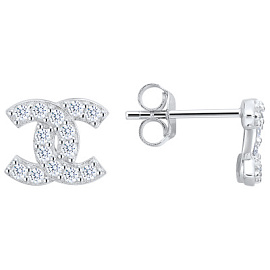 Серьги пусеты LLE604 серебро Шанель