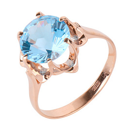 Кольцо один камень 2351 топ золото