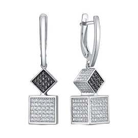 Серьги подвесные с1207083 серебро Квадрат